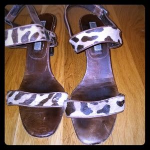 Leopard Leather Heels Shoes